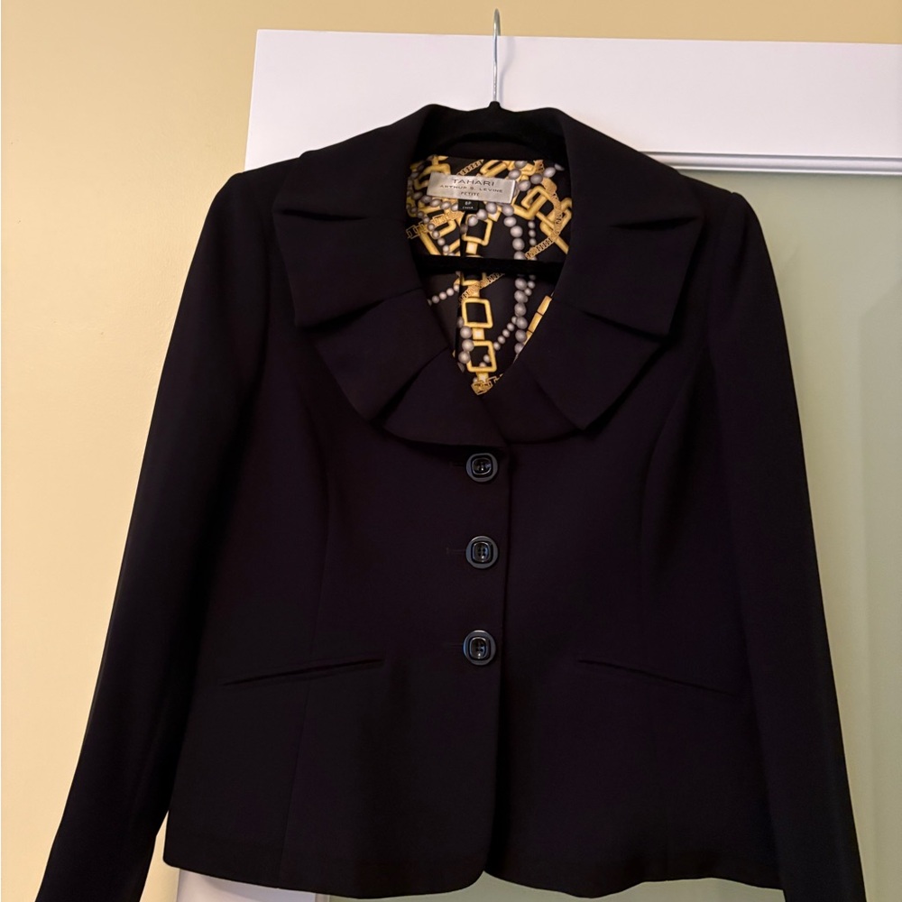 3 X $22, Tahari Black Women's Blazer and skirt with Gold Accents.